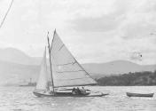 SAO at the Hobart Regatta. The war ship in the background has been identified as HMAS AUSTRALIA…