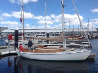 Veteran yachtsman Peter Mounsey aboard SMOKY CAPE at the AWBF 2017