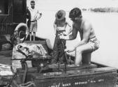 Moss Berryman with one of his Bren guns in Exmouth WA.