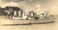 ALBATROSS on Lord Howe Island Lagoon in the 1930s, returning from a fishing trip with drums ful…