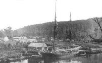 Loading timber aboard the  MAY QUEEN,  about 1895.