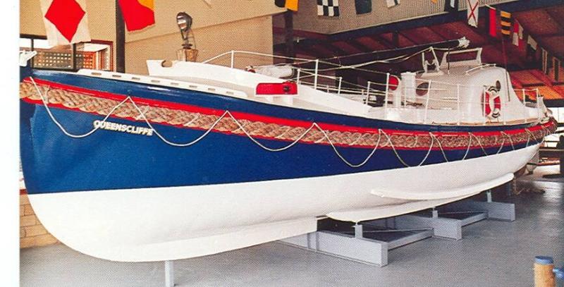 QUEENSCLIFFE on display inside the Queenscliffe Maritime Museum.