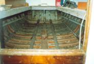 The flat sections are clear in this view looking astern. 