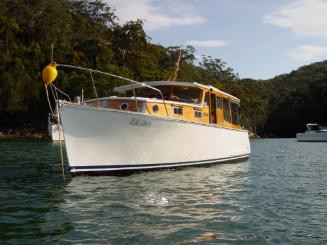 TRINA at anchor in the late afternoon.