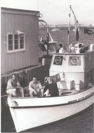 KOOMBANA at launch with the builders on the foredeck