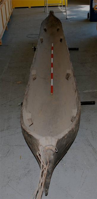 View down the length of the dugout canoe