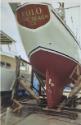 EOLO 's magnificent counter stern on show during a slipping