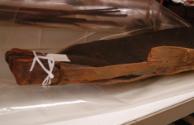 The tied ends showing the folds that pull the sides in to form a bow and stern shape