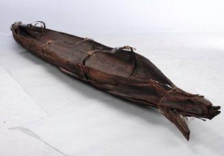The Yarra River Canoe showing the metal hoops and folded bow shape
